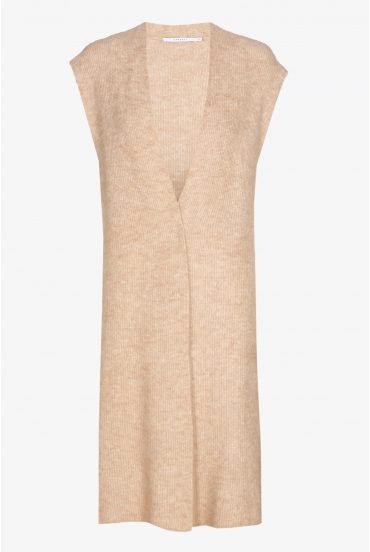 Sleeveless cardigan in a wool blend