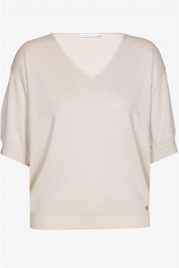 Pullover with short sleeves and lurex