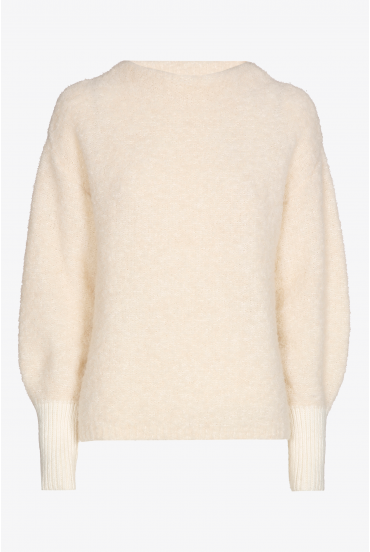 Bouclé-Pullover mit kleinem Kragen