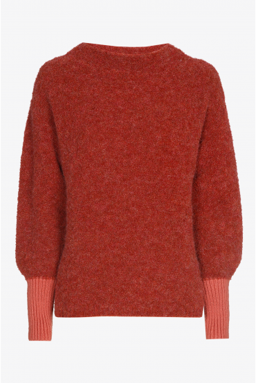 Bouclé pullover with collar
