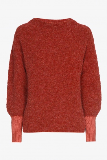 Bouclé-Pullover mit kleinem Kragen