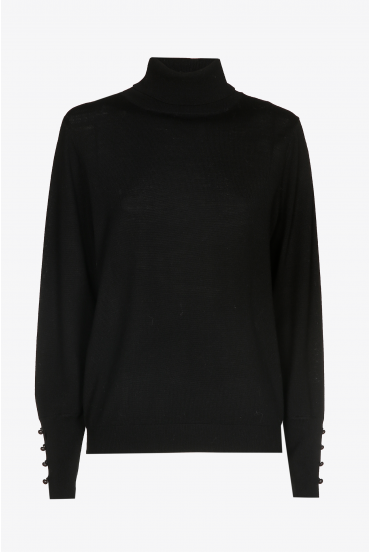 Merino wool pullover with collar