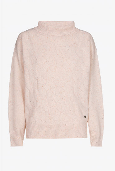 Wollpullover mit Zopfmuster und Tupfen