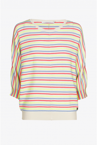 Pull rayé à manches bouffantes