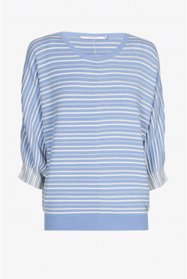 Pull rayé à manches bouffantes
