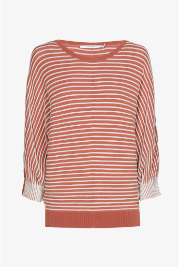 Gestreifter Pullover mit Puffärmeln