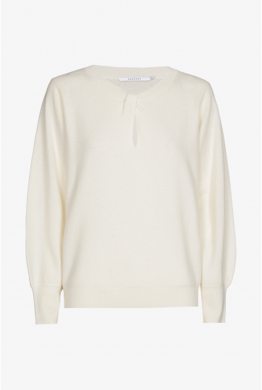 Wollen pull met plooidetail 
