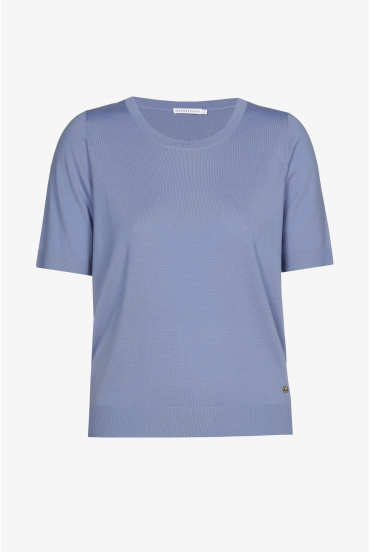 Wool pullover with short sleeves