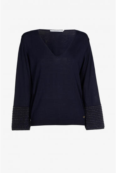 Sommerlicher Pullover mit Seidenanteil und Lurex