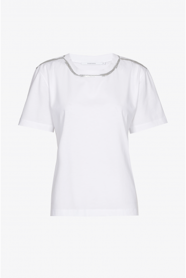 T-shirt met zilveren hals