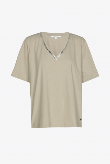 T-shirt met zilveren detail