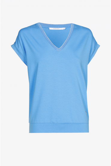 T-Shirt mit V-Ausschnitt aus Jerseystoff