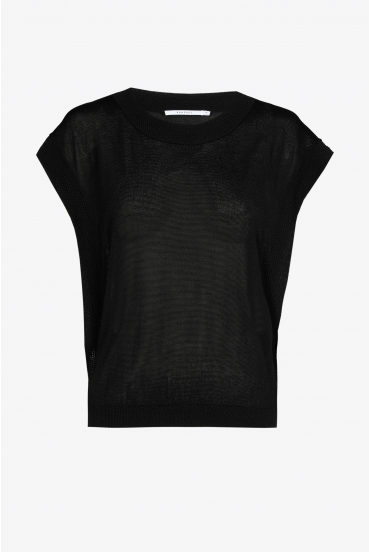 Pull sans manches avec bord fantaisie