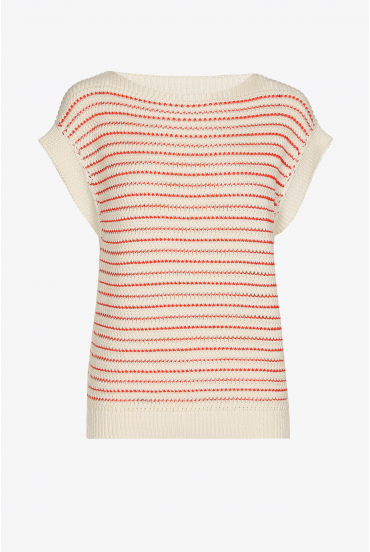 Mouwloze pull met grote breisteek