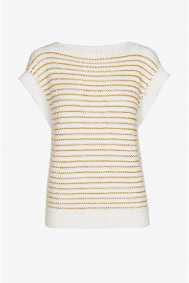 Pull sans manches en grosse maille