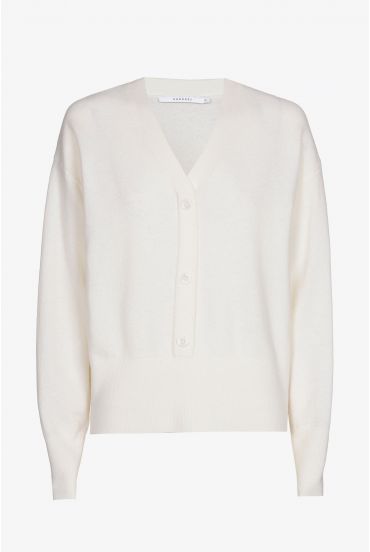 Sweater in merino wool with V-neck
