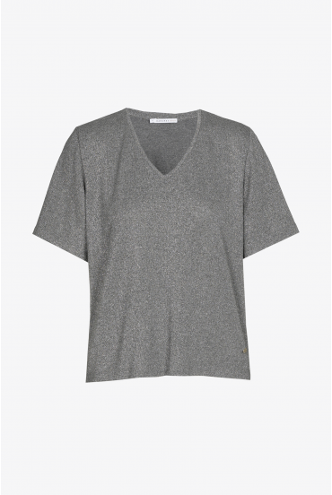 Lurex t-shirt met V-hals
