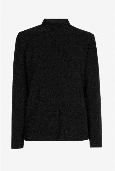 Lurex t-shirt met opstaande kraag