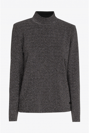 Lurex T-shirt with stand-up collar