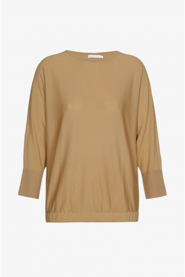 Wool pullover with lurex trim