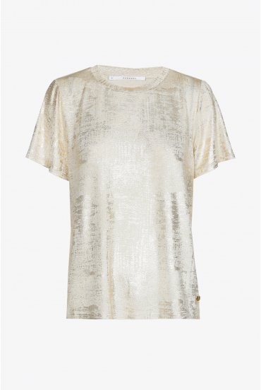 Coated T-shirt met ronde hals
