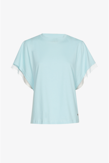 T-shirt with organza on the sleeves