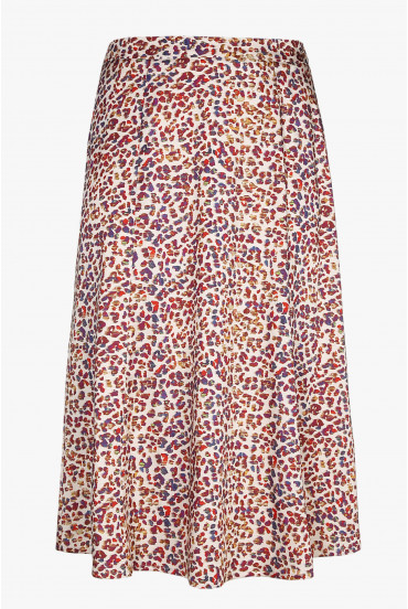 Long beige skirt with leopard print