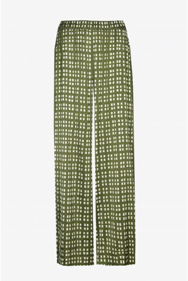 Large pantalon vert à imprimé