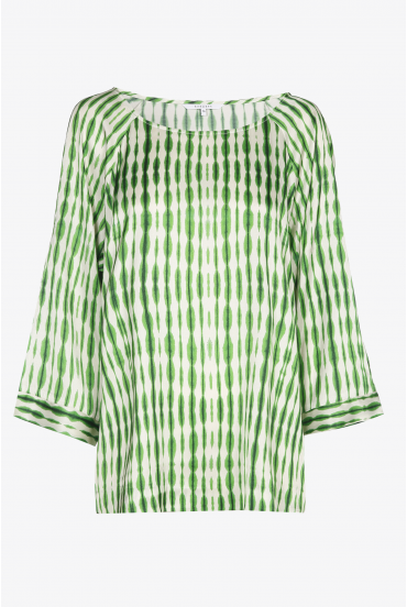 White blouse with green print