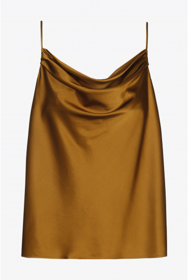 Haut en soie de couleur bronze