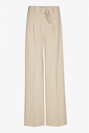 Beige trousers with wide legs