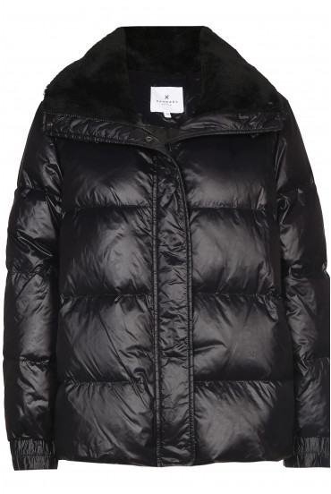 Kurze Daunenjacke mit Kunstfell-Kragen