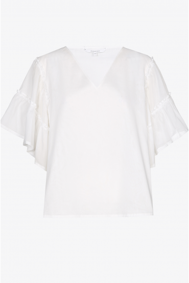 Blouse with flounce sleeves