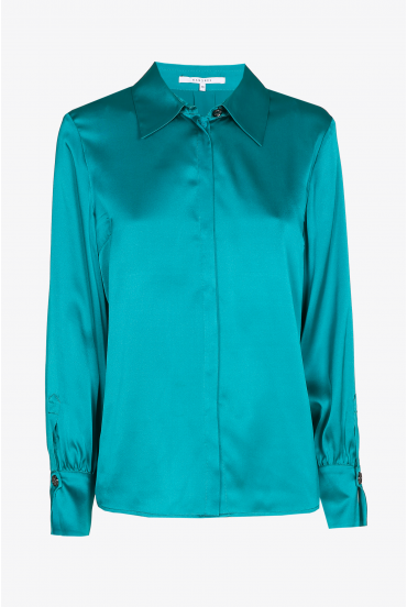 Silk blouse with shirt collar