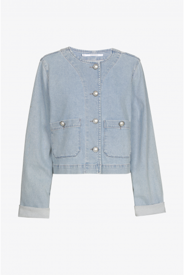 Courte veste en jean à boutons
