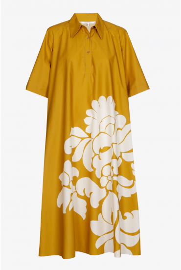 Robe en ligne A en coton avec imprimé