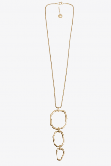 Collier long plaqué or mat avec forme organique