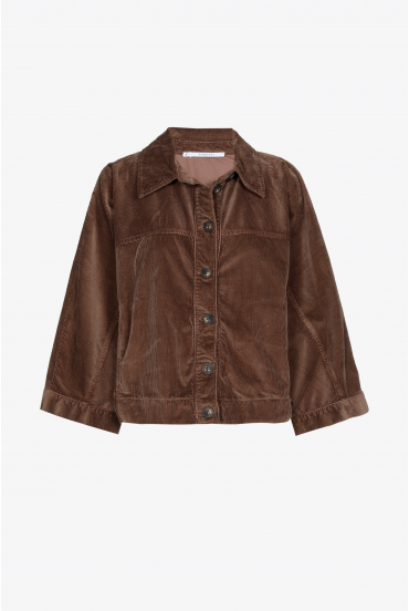 Overhemdblouse in ribfluweel