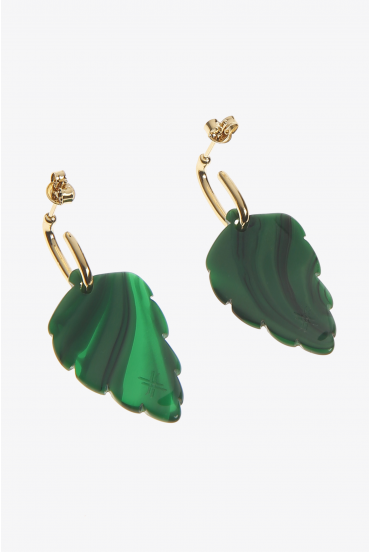 Gold-plated green earrings