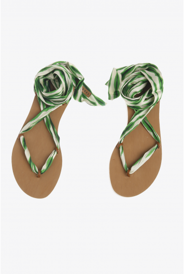 Sandal ribbons with batik print