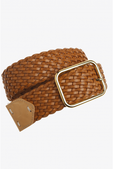 Braided leather belt