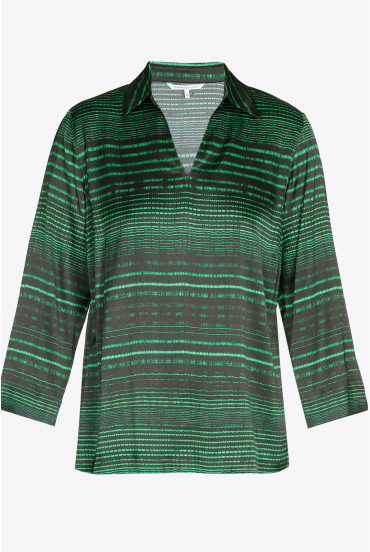 Bluse mit Hemdkragen und V-Ausschnitt