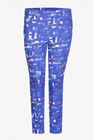 Trousers with polygrid print