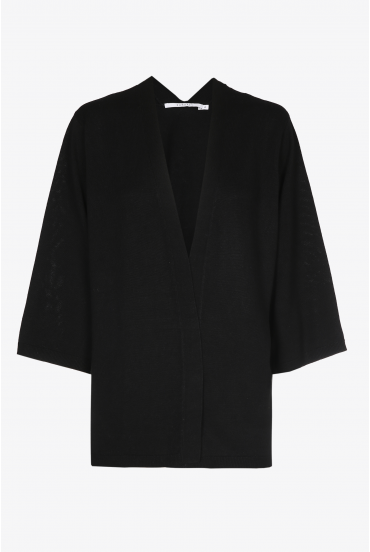 Mid-length black cardigan