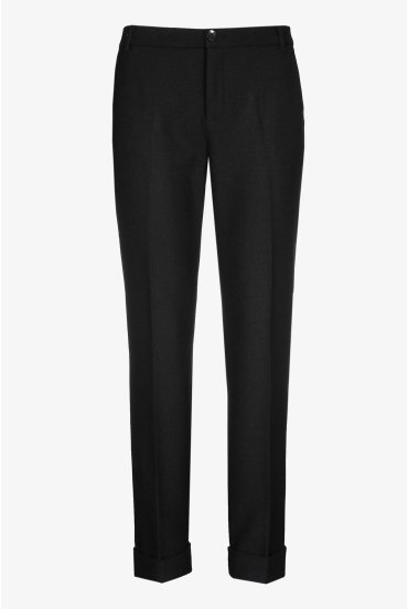Pantalon chino noir avec bord retourné