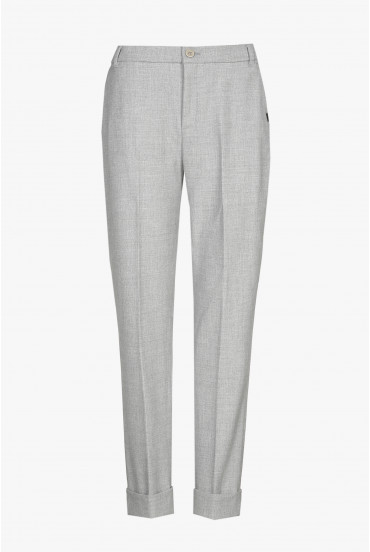 Pantalon chino gris avec bord retourné