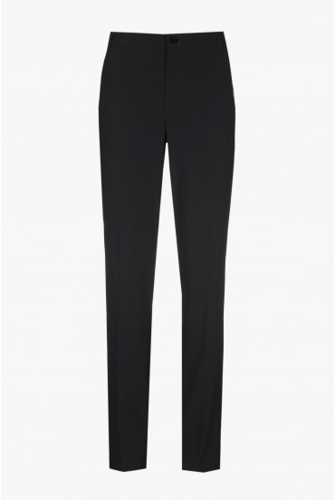 Schwarze, knitterfreie Chino Hose