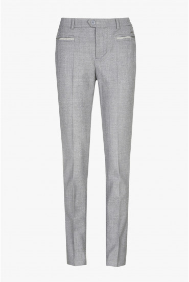 Smart light-grey woollen trousers with a slim fit