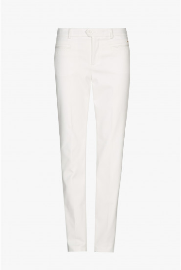 Witte katoenen broek met slim fit