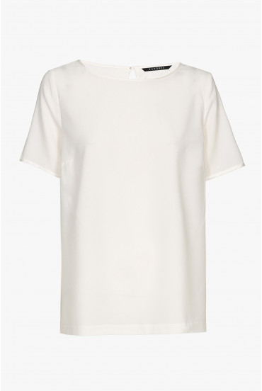 White silk short-sleeved T-shirt